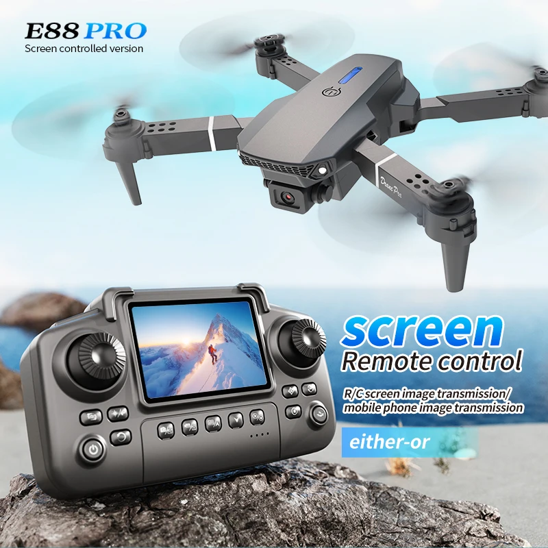 Drone Camera Professional - Profesyonel E88 PRO Drone, Ekranlı 8K