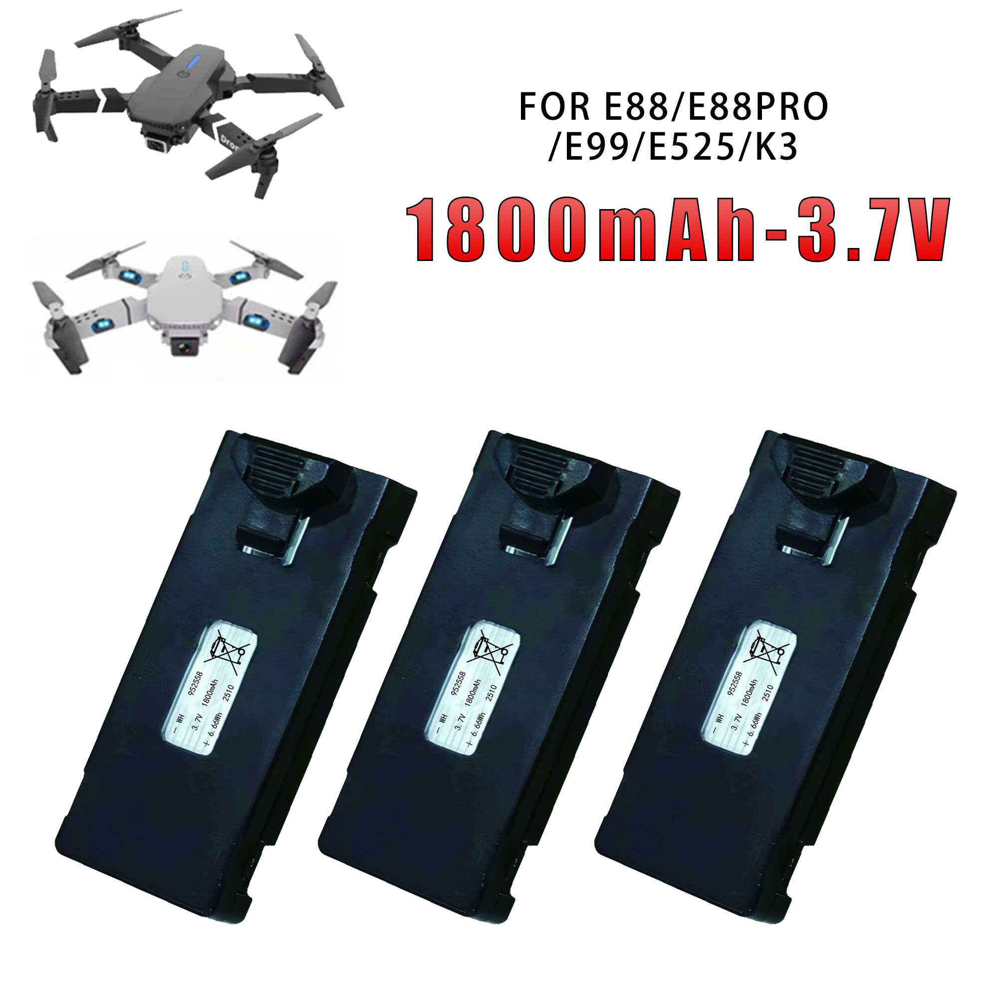 Eachine Drone E58 - E88 3.7V 1800mAh Orijinal Fabrika E88/E99/E525/K3